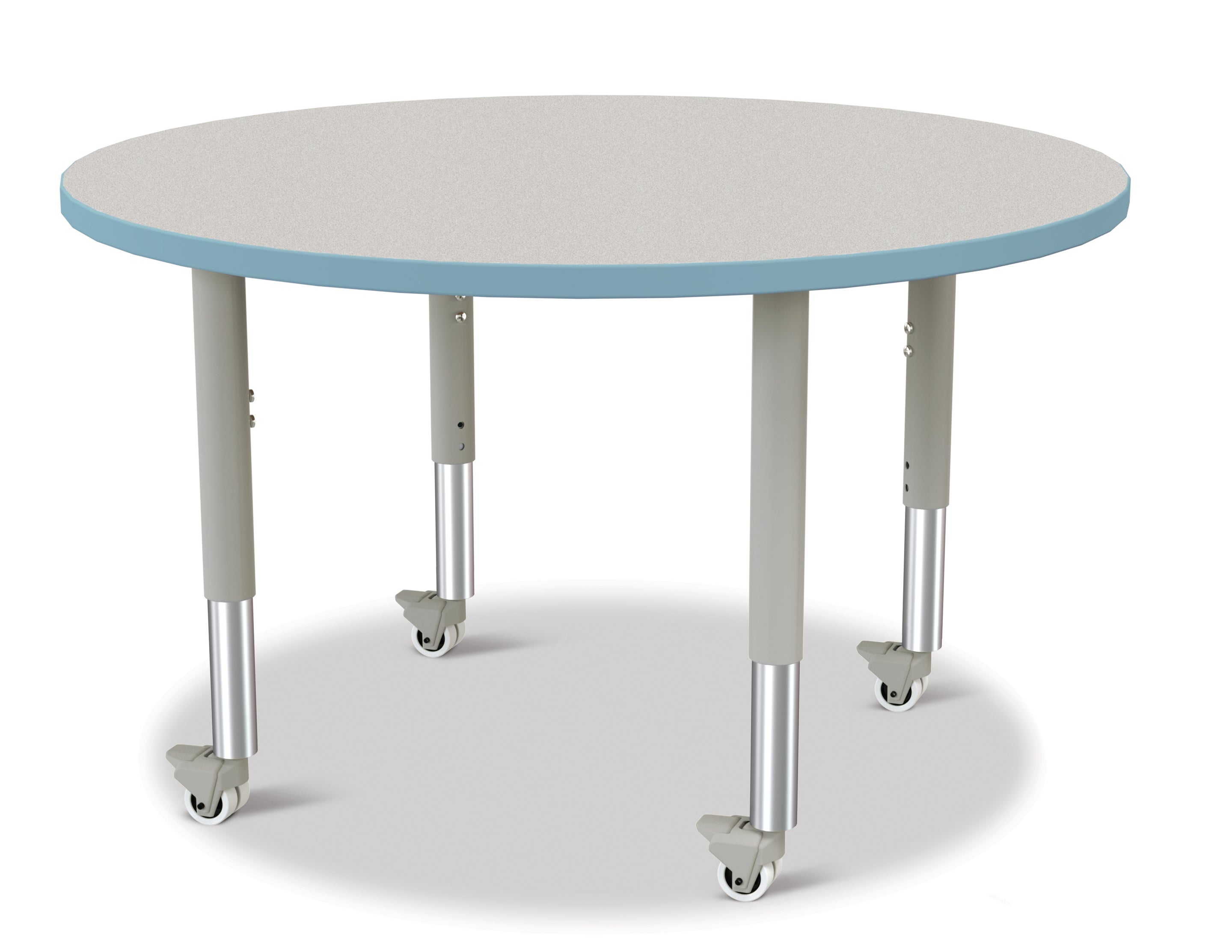 Berries® Round Activity Table - 42" Diameter, Mobile - Freckled Gray/Coastal Blue/Gray