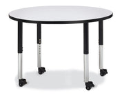 Berries® Round Activity Table - 42" Diameter, Mobile - Freckled Gray/Black/Black