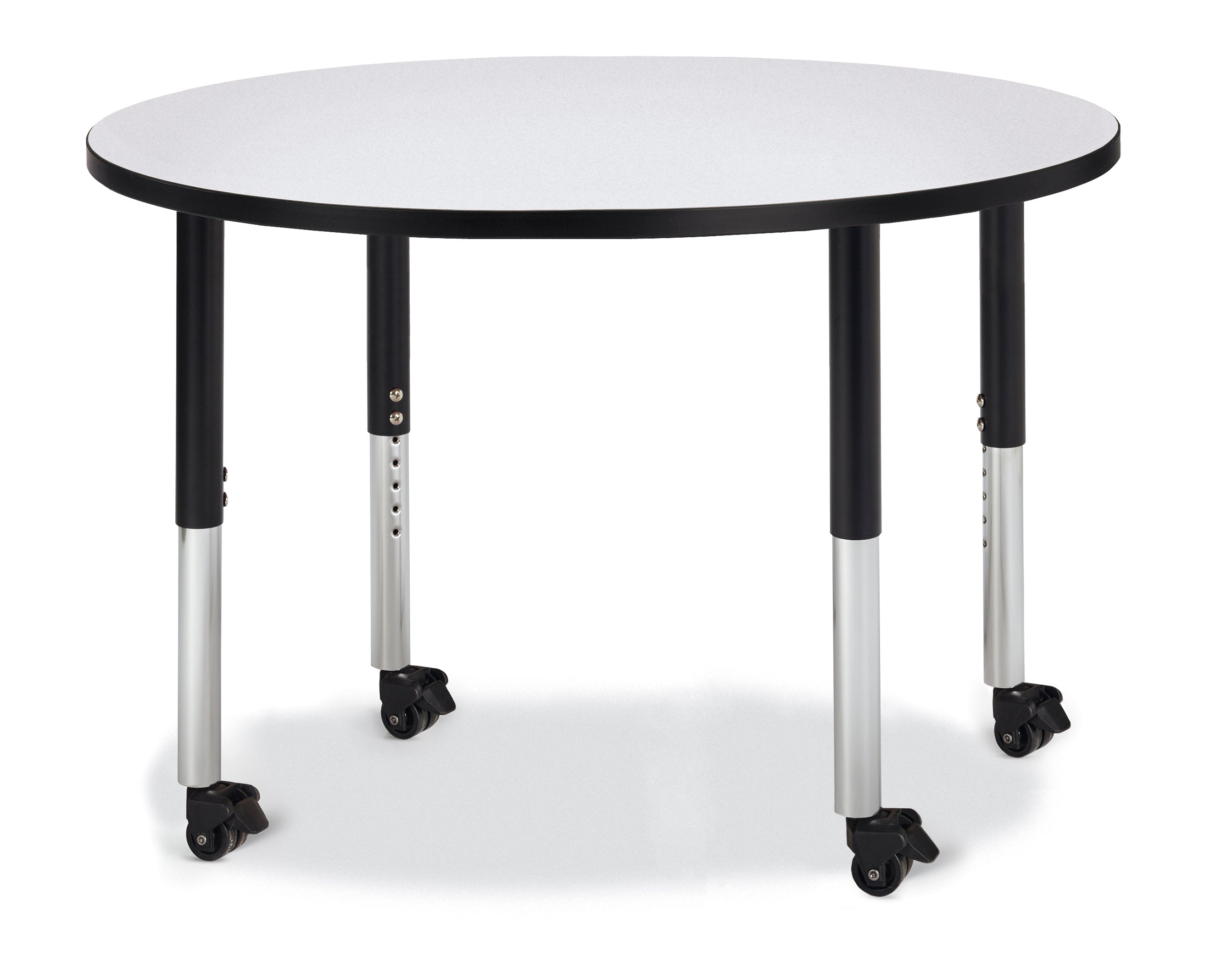 Berries® Round Activity Table - 42" Diameter, Mobile - Freckled Gray/Black/Black