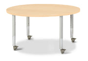 Berries® Round Activity Table - 42" Diameter, Mobile - Maple/Maple/Gray