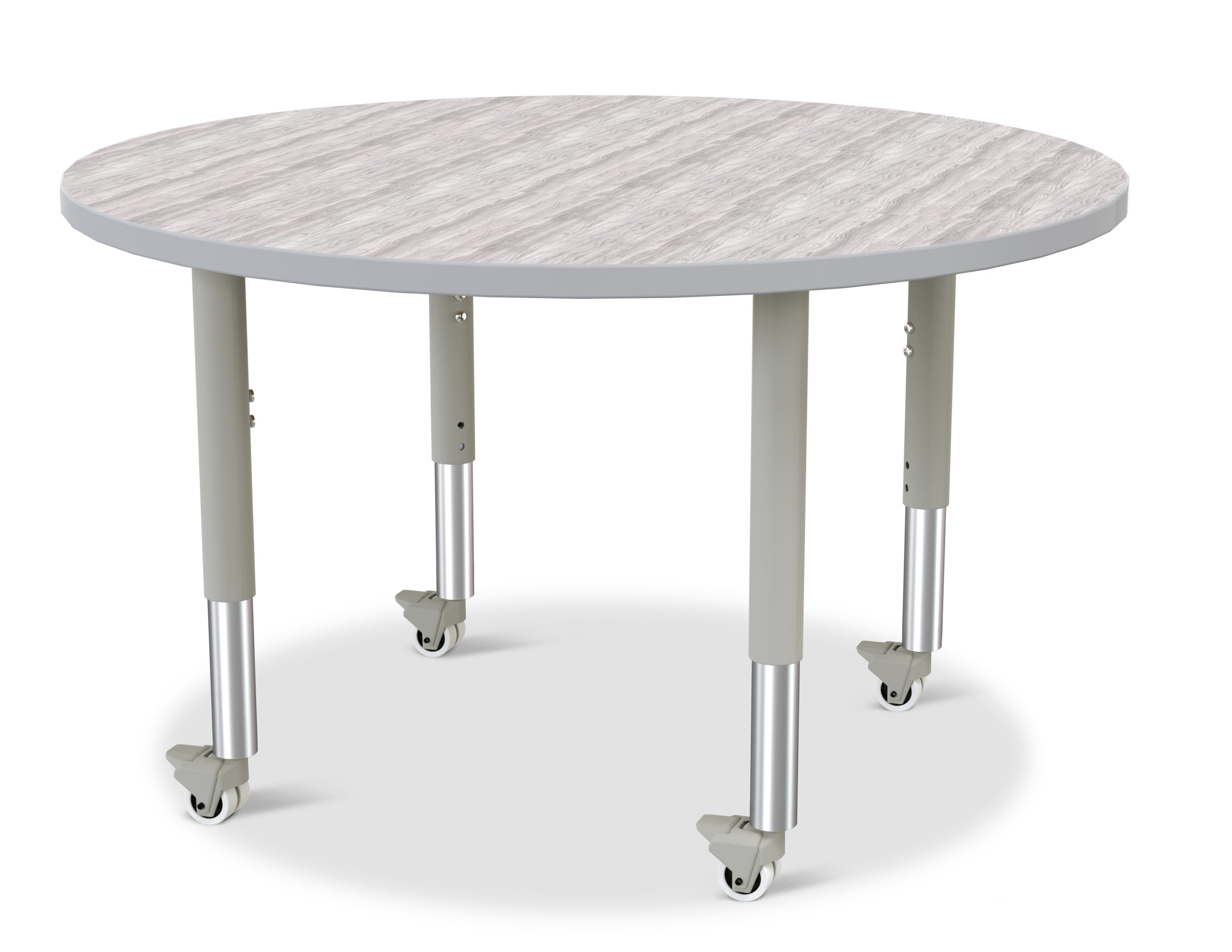 Berries® Round Activity Table - 42" Diameter, Mobile - Driftwood Gray/Gray/Gray