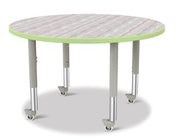Berries® Round Activity Table - 42" Diameter, Mobile - Driftwood Gray/Key Lime/Gray