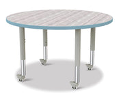 Berries® Round Activity Table - 42" Diameter, Mobile - Driftwood Gray/Coastal Blue/Gray