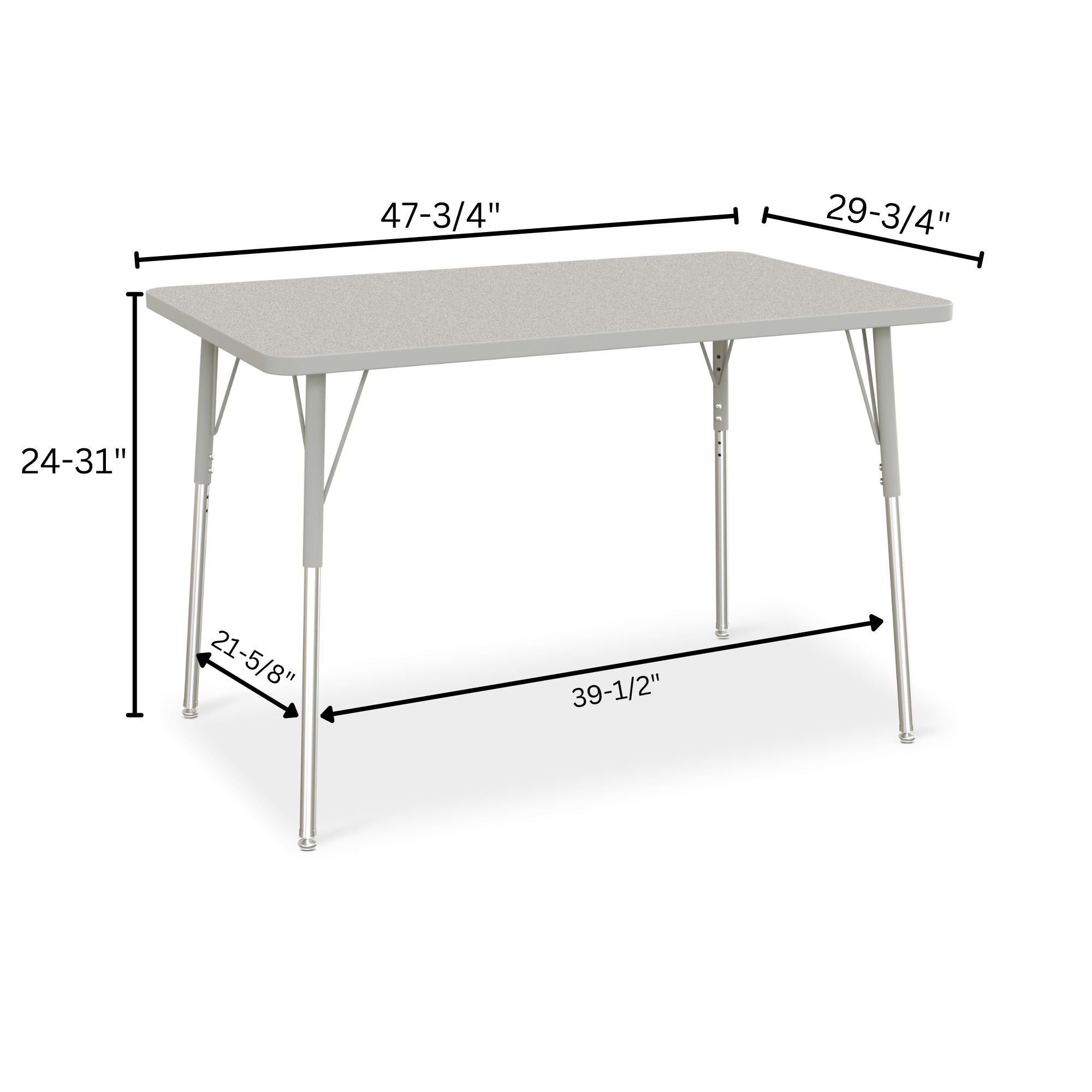 Berries® Rectangle Activity Table - 30" X 48", A-height - Freckled Gray/Gray/Gray