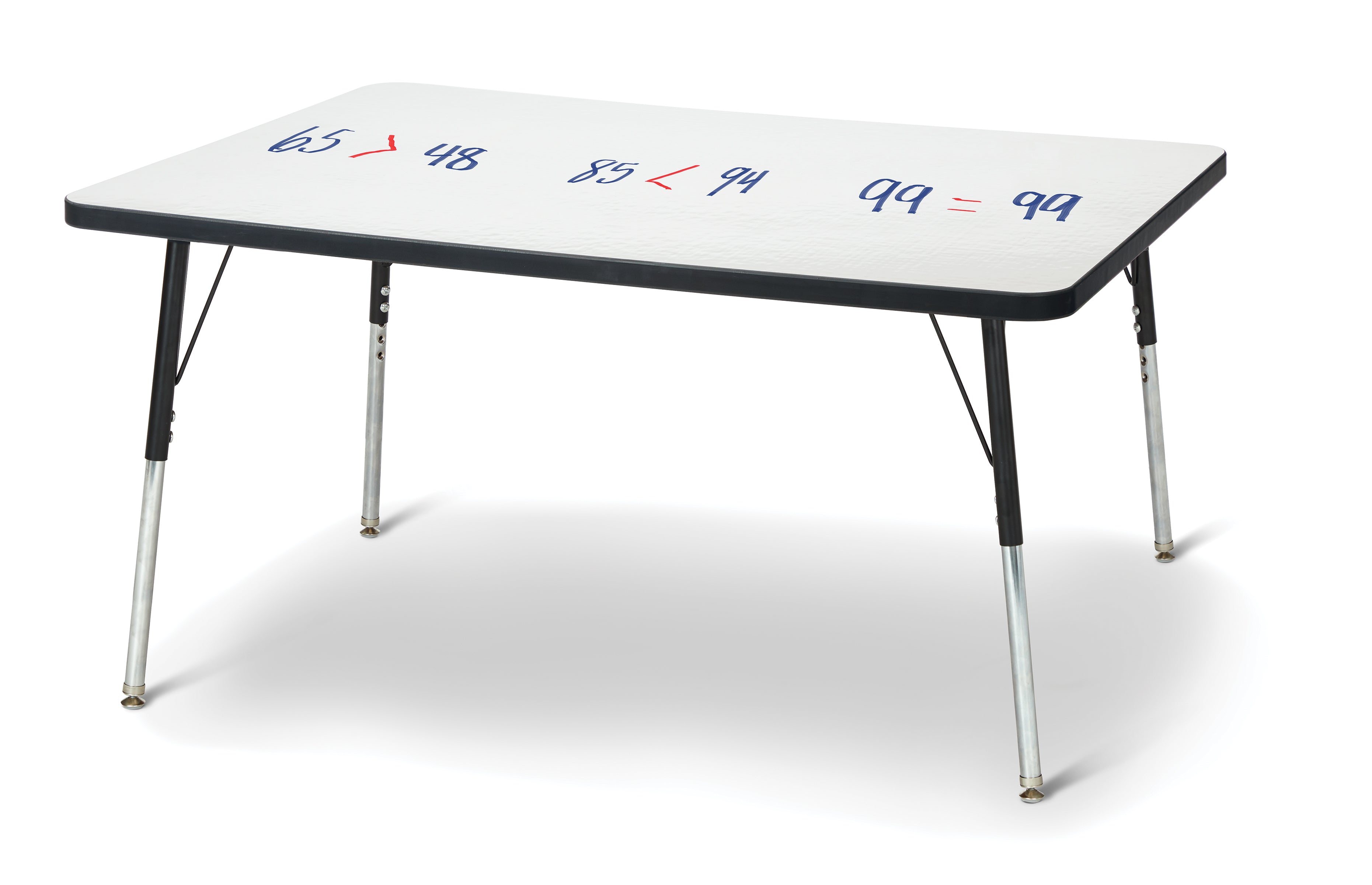 Berries® Rectangle Dry Erase Table - 30" x 48", A-height - Write-n-Wipe/Black/Black