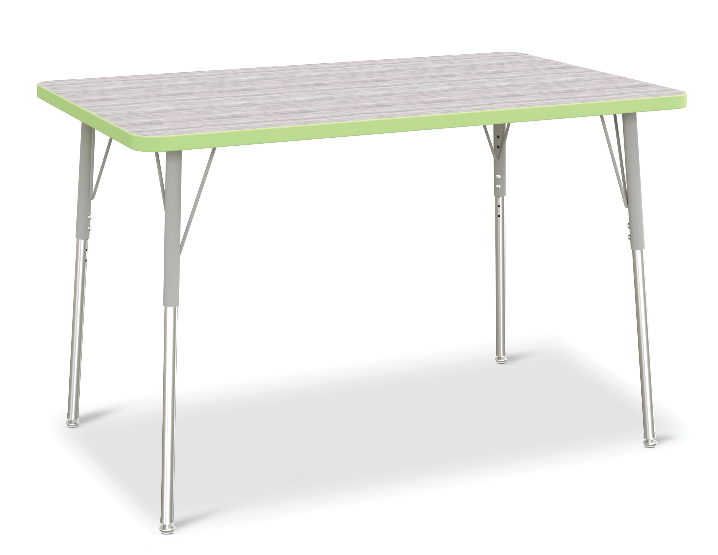 Berries® Rectangle Activity Table - 30" X 48", A-height - Driftwood Gray/Key Lime/Gray