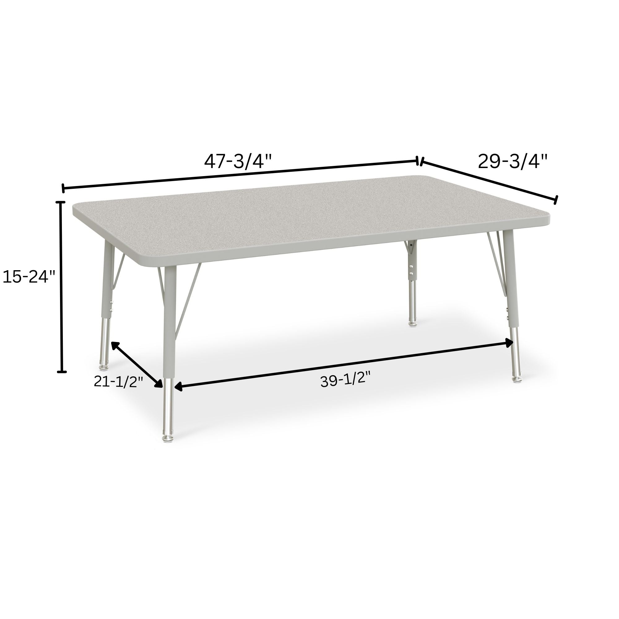 Berries® Rectangle Activity Table - 30" X 48", E-height - Freckled Gray/Gray/Gray