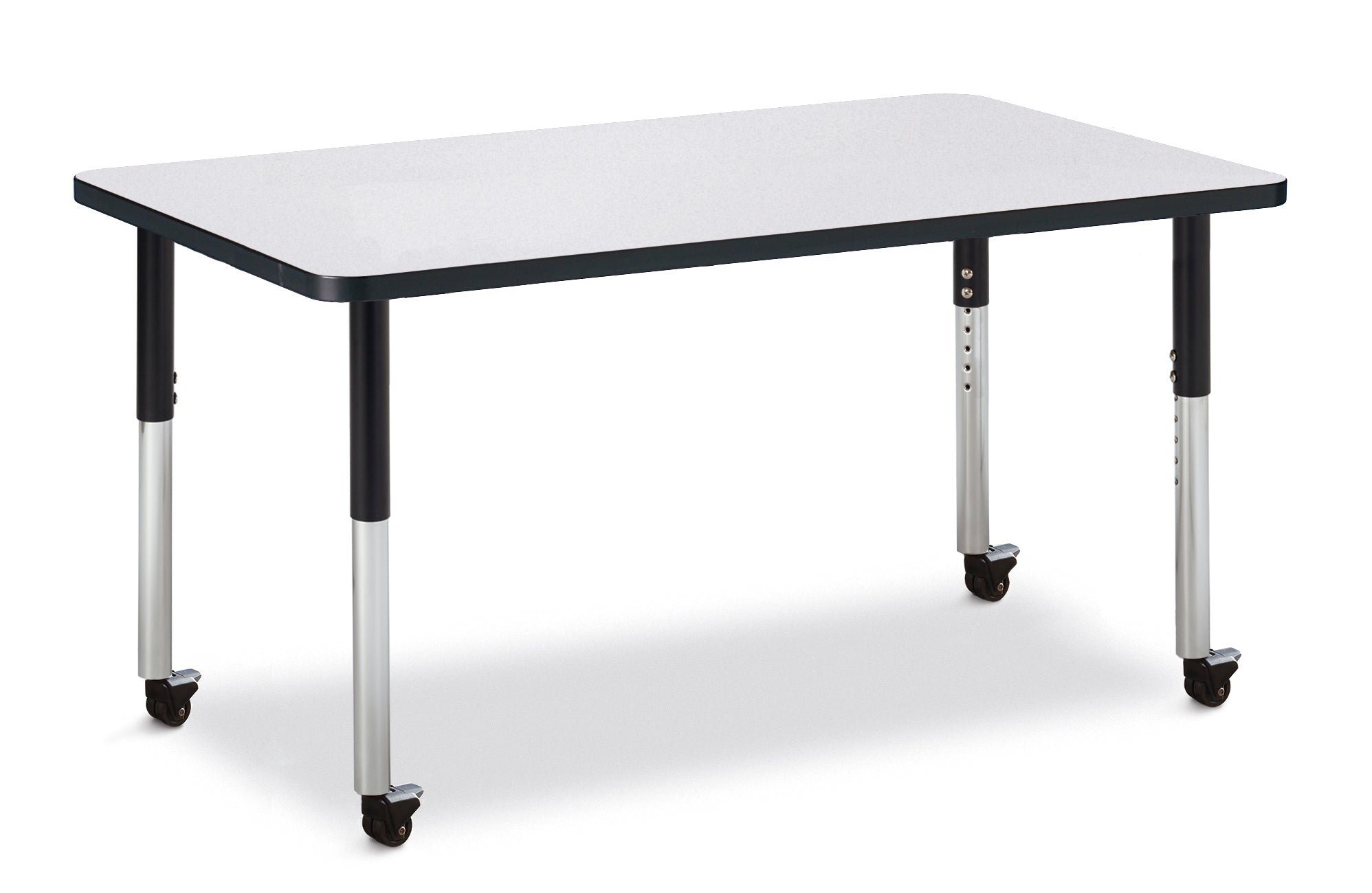 Berries® Rectangle Activity Table - 30" X 48", Mobile - Freckled Gray/Black/Black