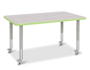 Berries® Rectangle Activity Table - 30" X 48", Mobile - Driftwood Gray/Key Lime/Gray