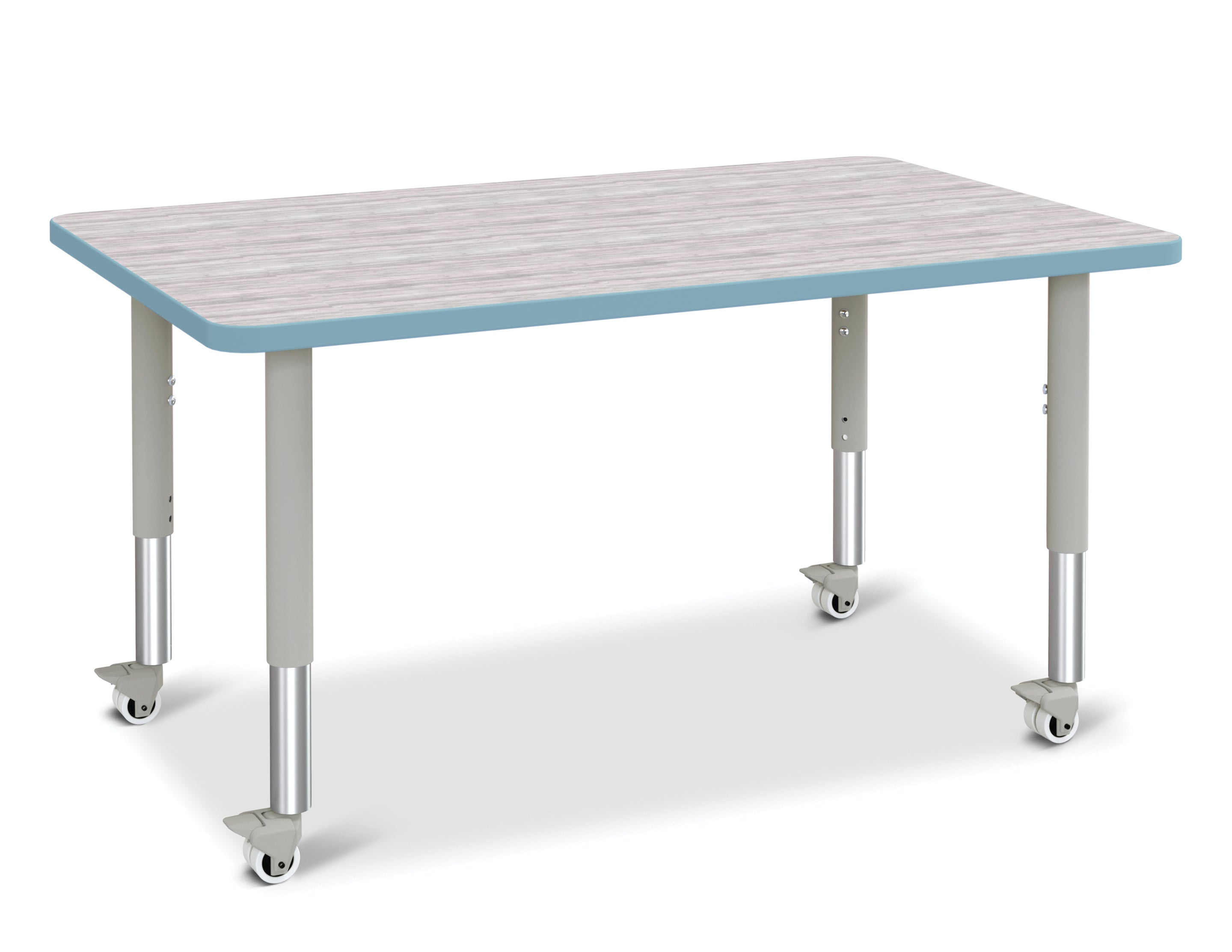 Berries® Rectangle Activity Table - 30" X 48", Mobile - Driftwood Gray/Coastal Blue/Gray