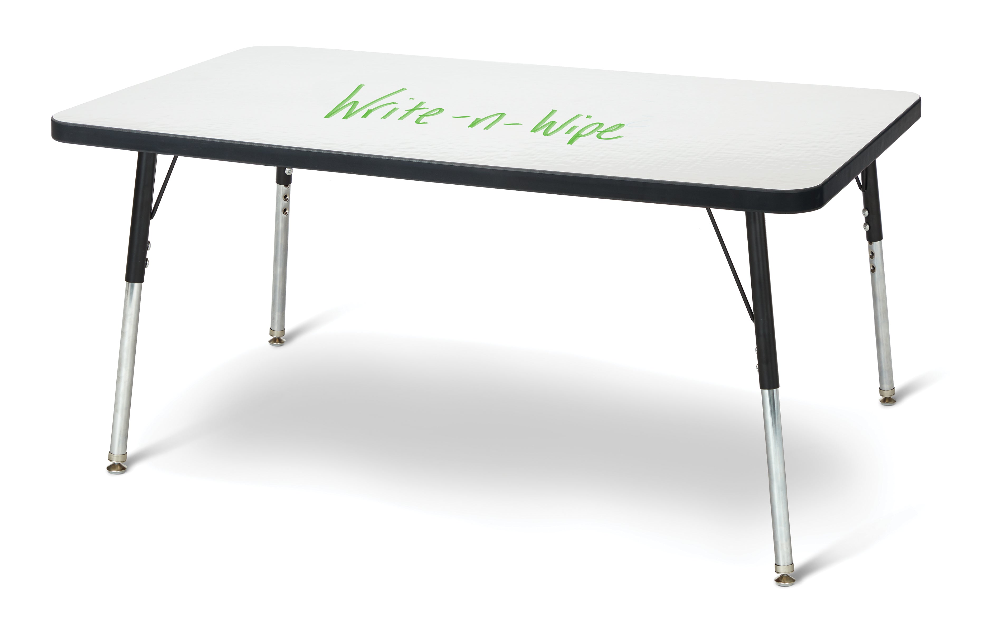 Berries® Rectangle Dry Erase Table - 24" x 36", A-height - Write-n-Wipe/Black/Black
