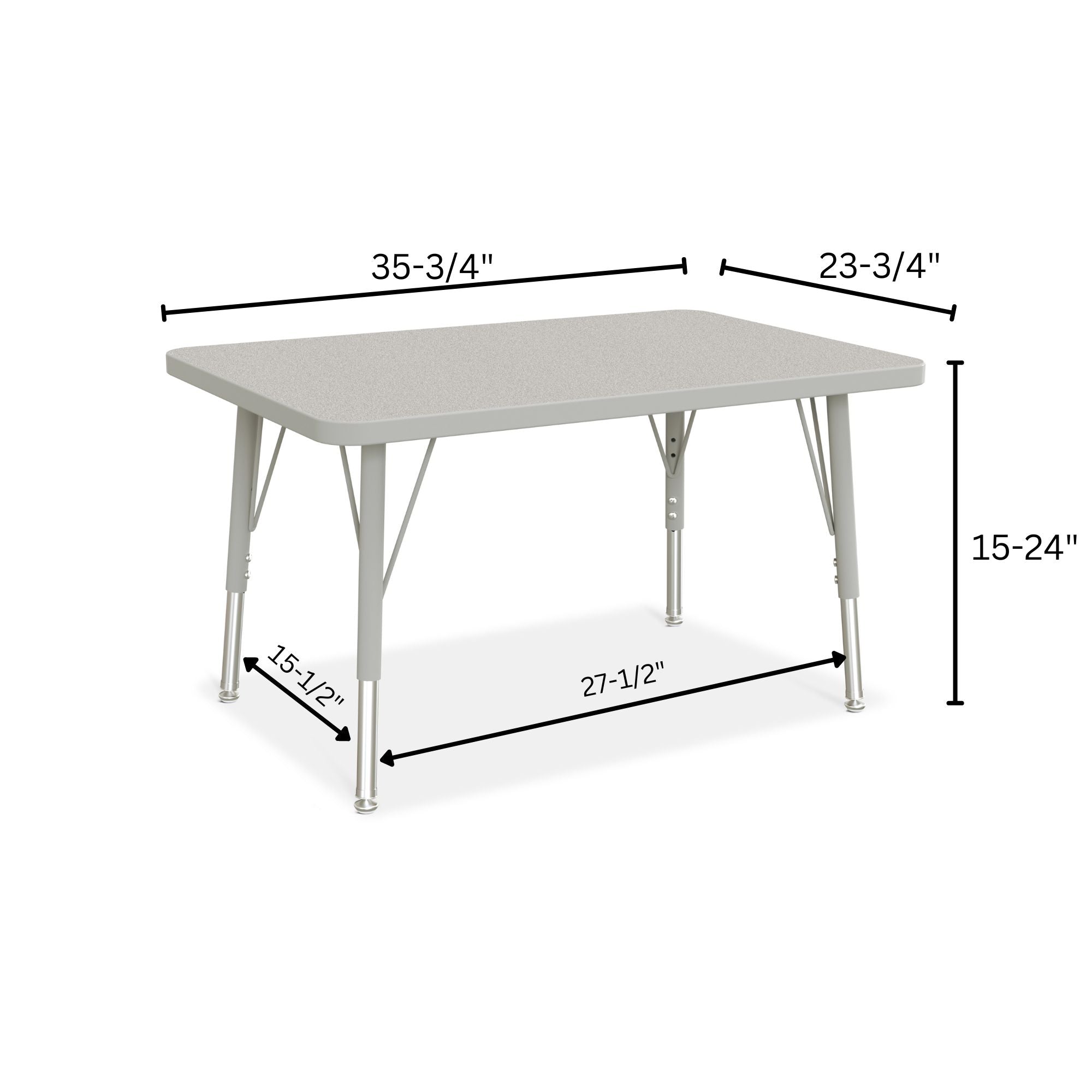 Berries® Rectangle Activity Table - 24" X 36", E-height - Freckled Gray/Gray/Gray