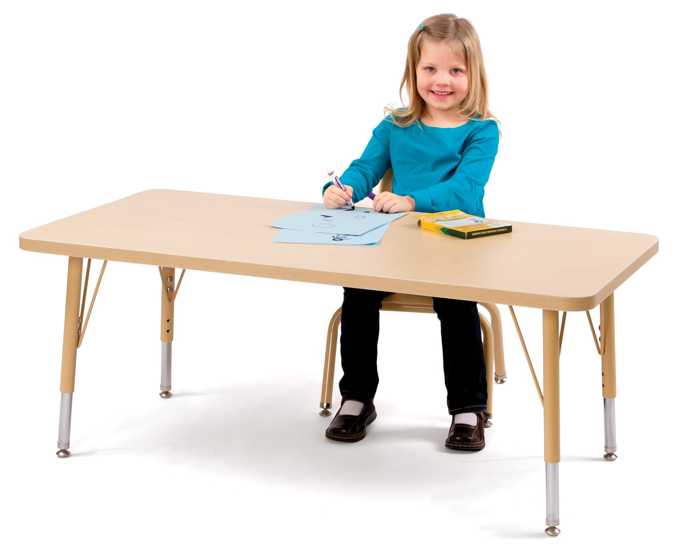 Berries® Rectangle Activity Table - 30" X 48", E-height - Maple/Maple/Camel
