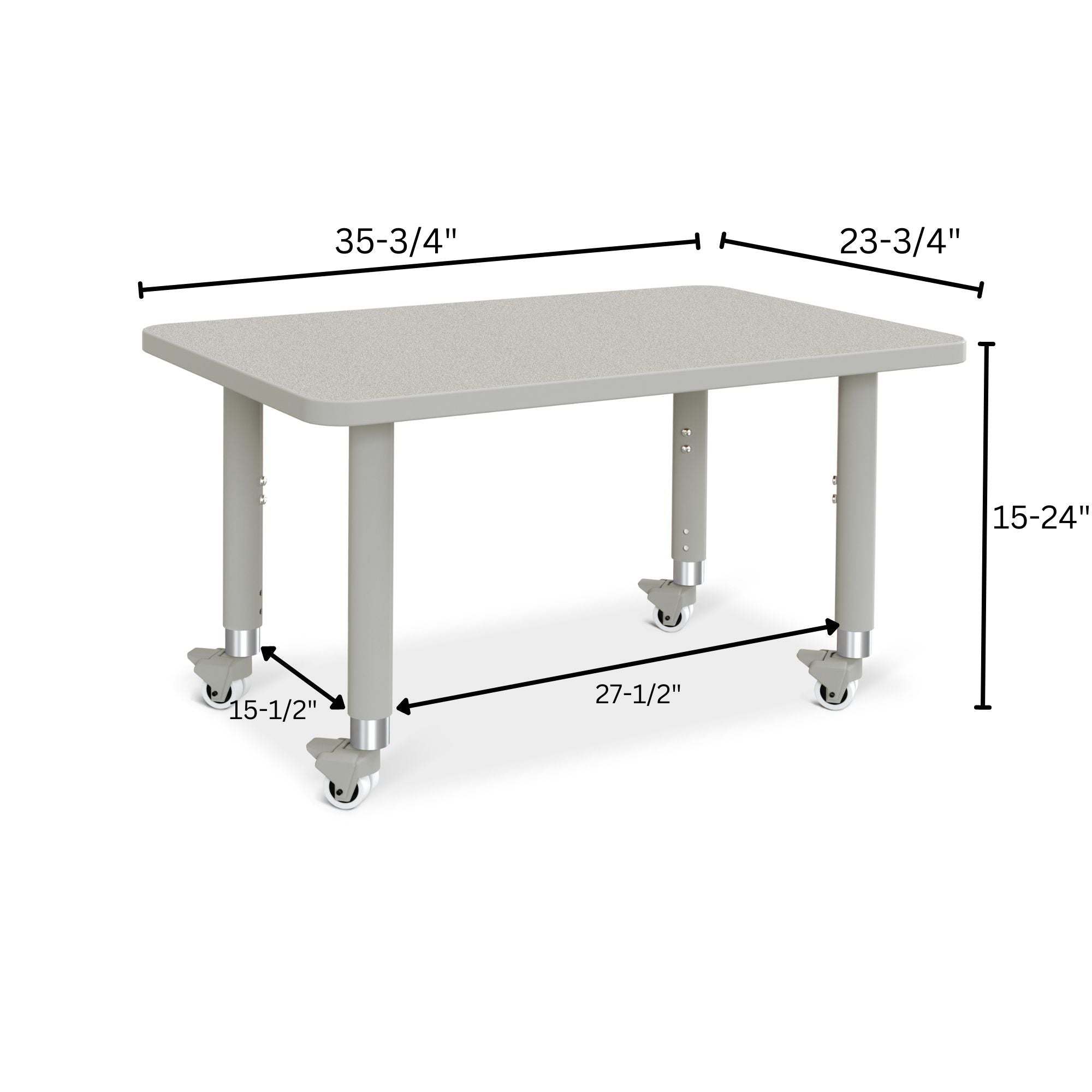 Berries® Rectangle Activity Table - 24" X 36", Mobile - Freckled Gray/Gray/Gray