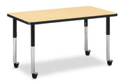 Berries® Rectangle Activity Table - 24" X 36", Mobile - Maple/Black/Black