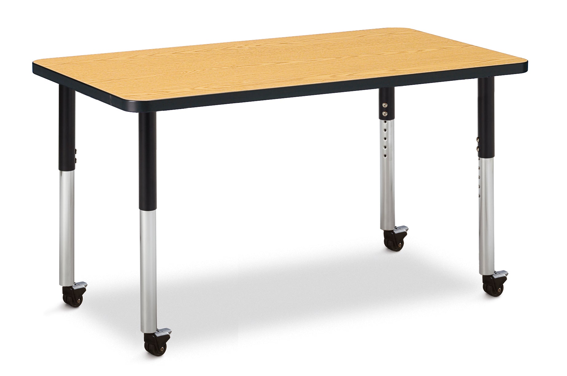 Berries® Rectangle Activity Table - 24" X 36", Mobile - Oak/Black/Black