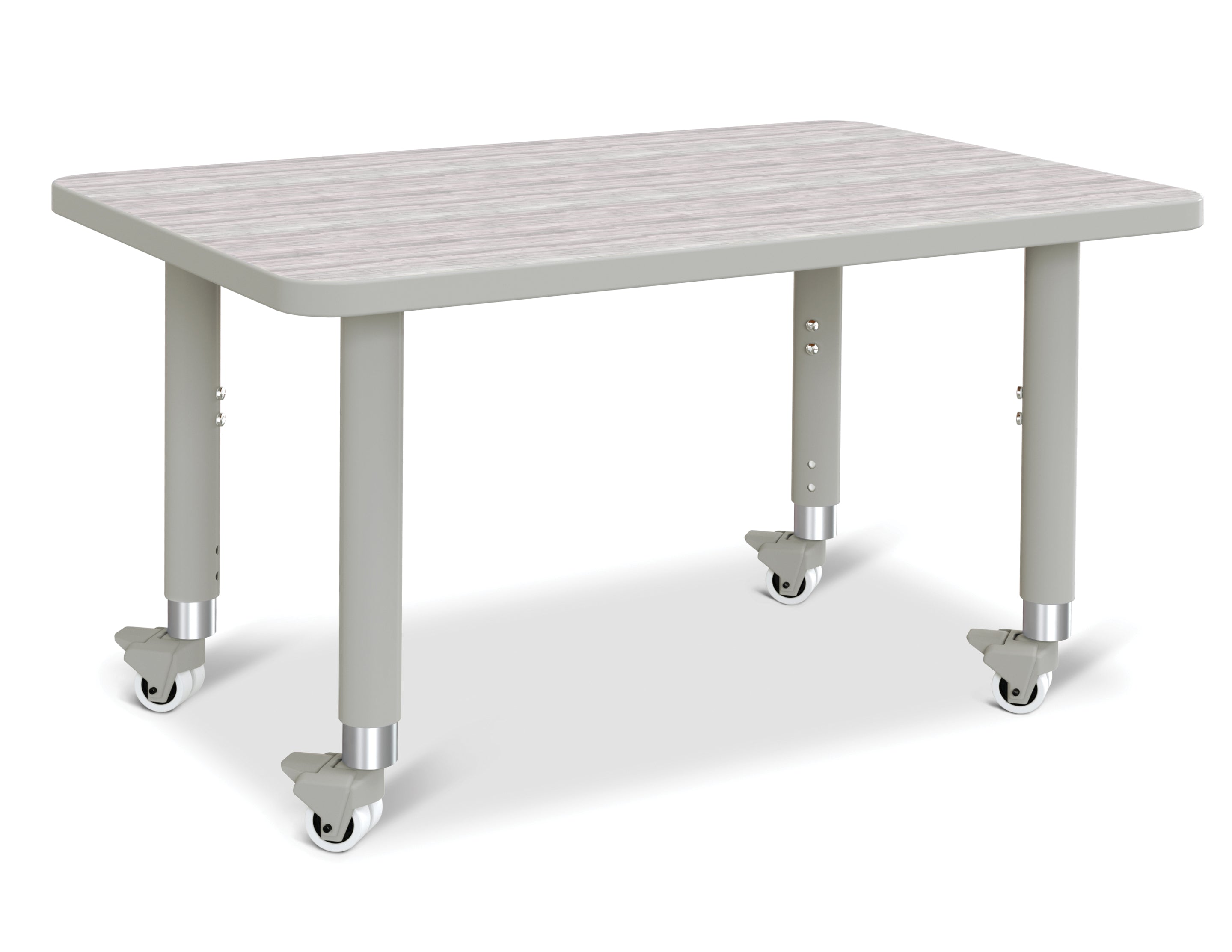 Berries® Rectangle Activity Table - 24" X 36", Mobile - Driftwood Gray/Gray/Gray