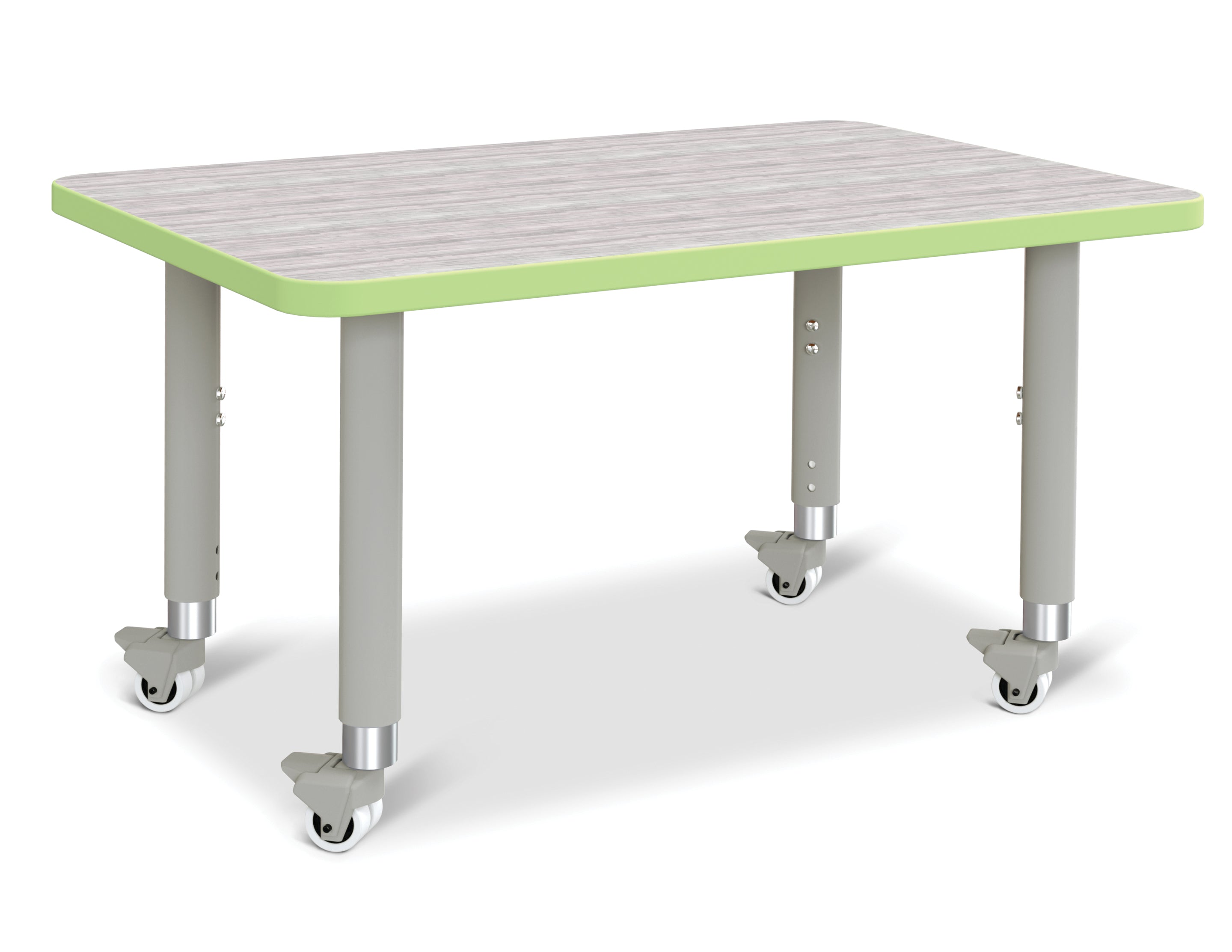 Berries® Rectangle Activity Table - 24" X 36", Mobile - Driftwood Gray/Key Lime/Gray