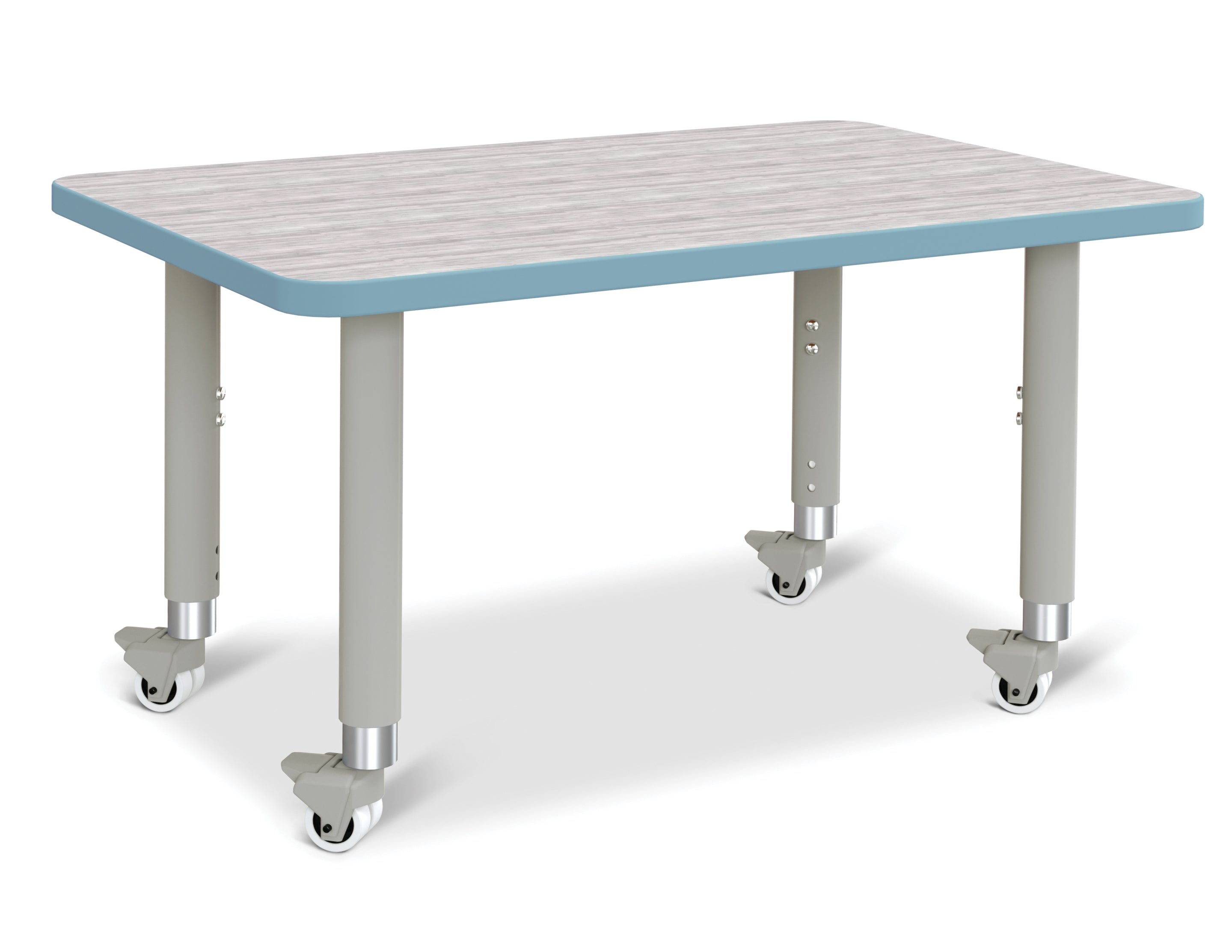 Berries® Rectangle Activity Table - 24" X 36", Mobile - Driftwood Gray/Coastal Blue/Gray