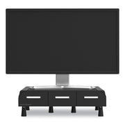 Perch Monitor Stand and Desk Organizer, 13.46" x 12.87" x 2.72", Black/Silver