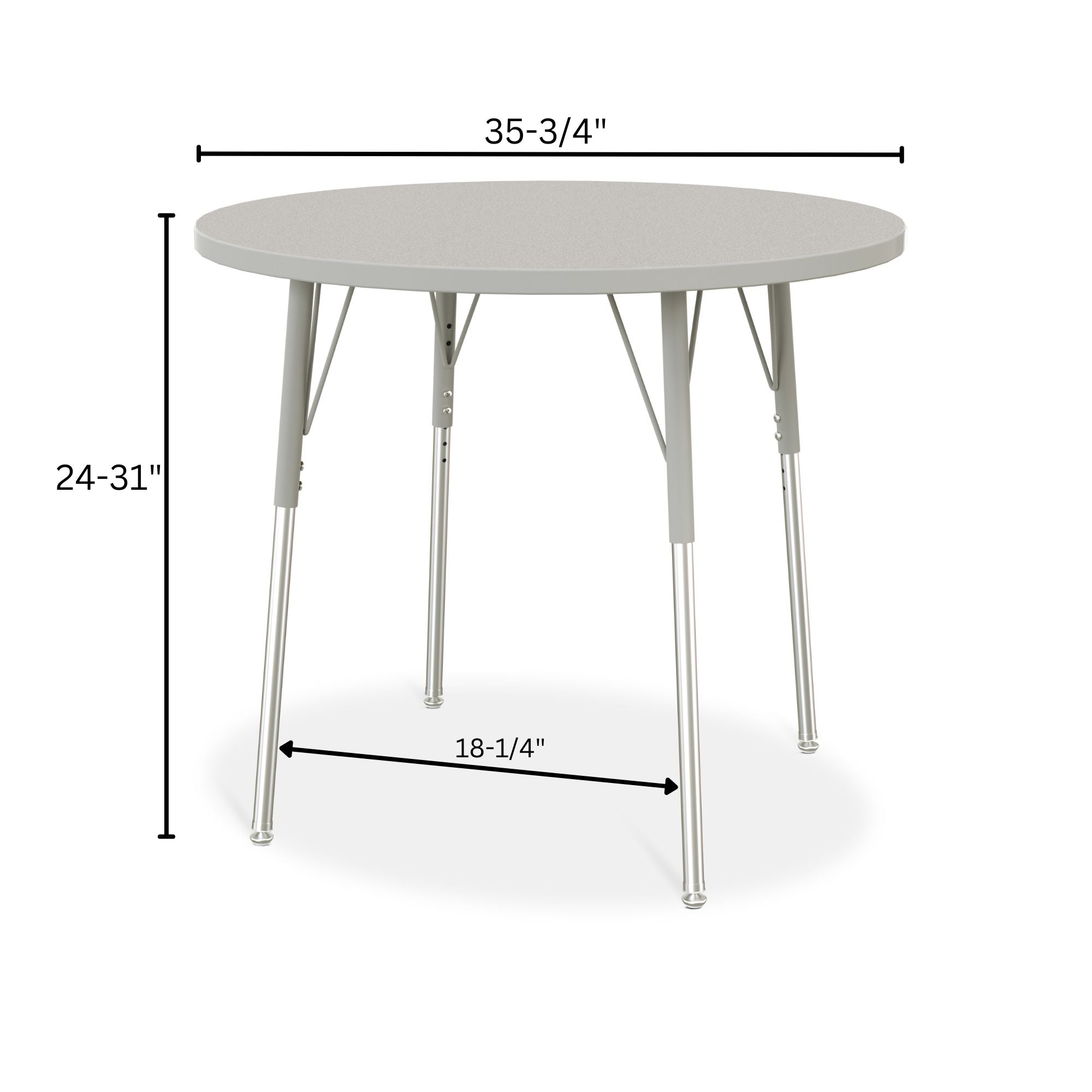 Berries® Round Activity Table - 36" Diameter, A-height - Freckled Gray/Gray/Gray