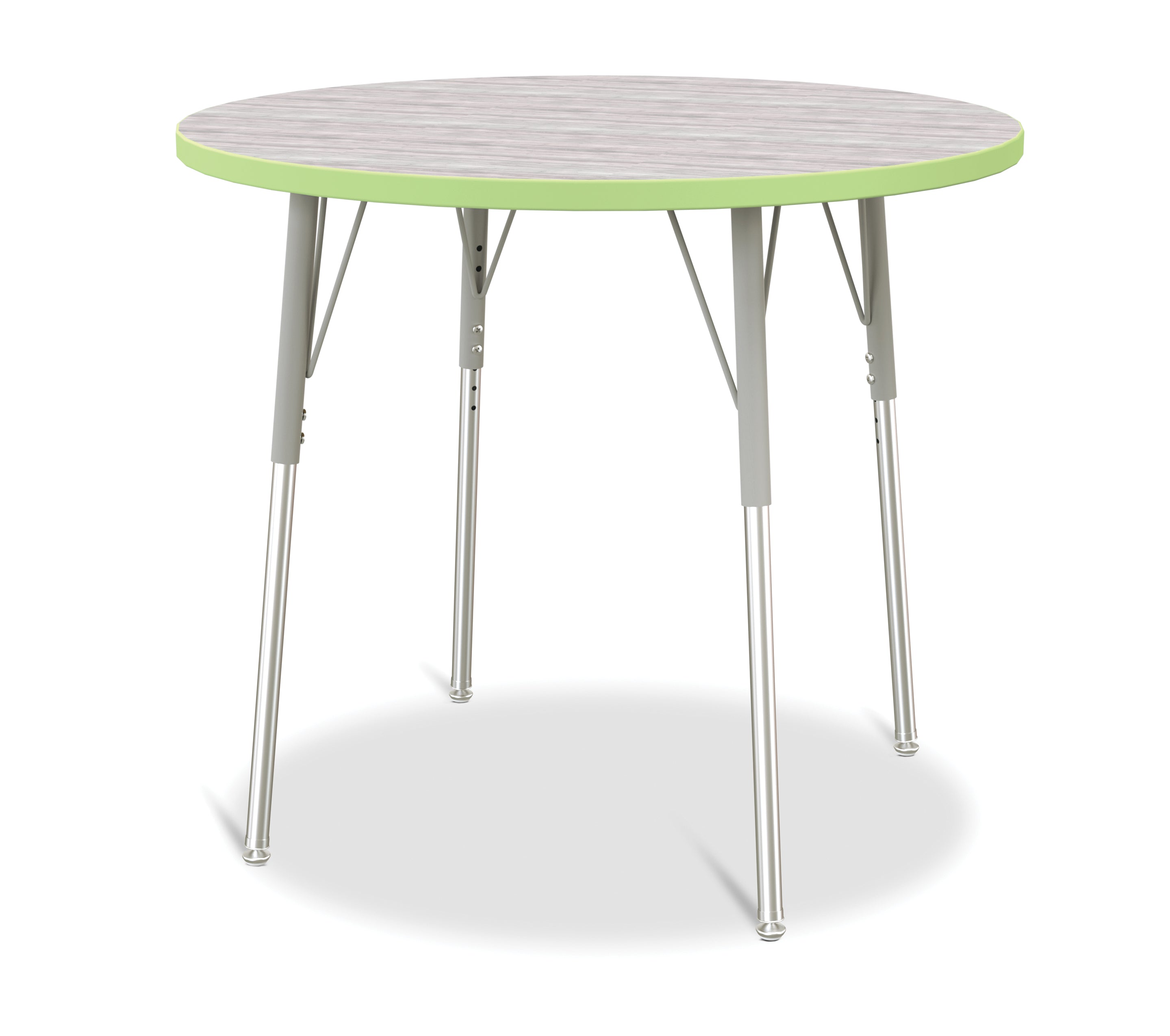 Berries® Round Activity Table - 36" Diameter, A-height - Driftwood Gray/Key Lime/Gray