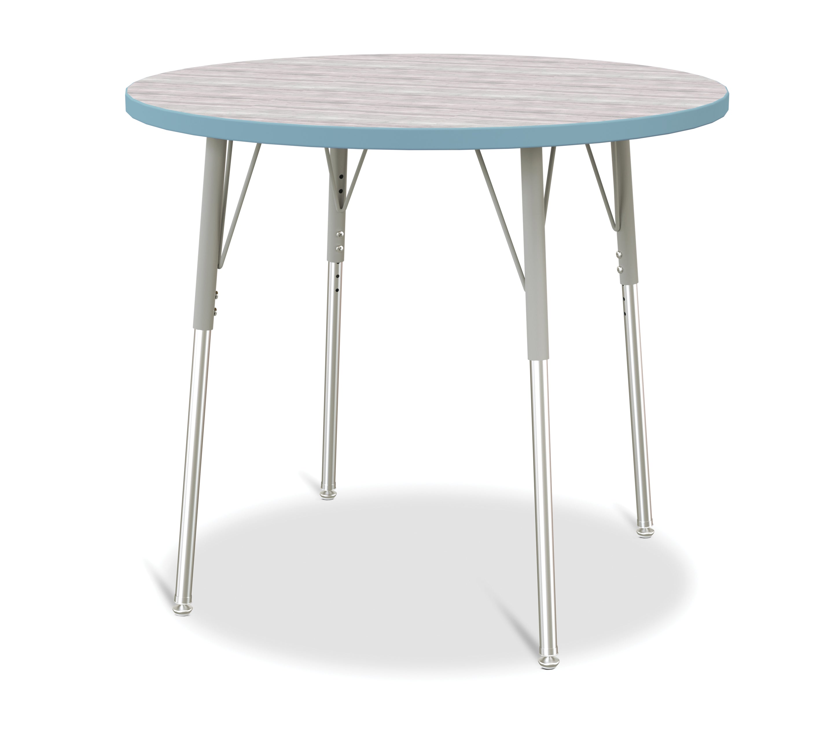Berries® Round Activity Table - 36" Diameter, A-height - Driftwood Gray/Coastal Blue/Gray