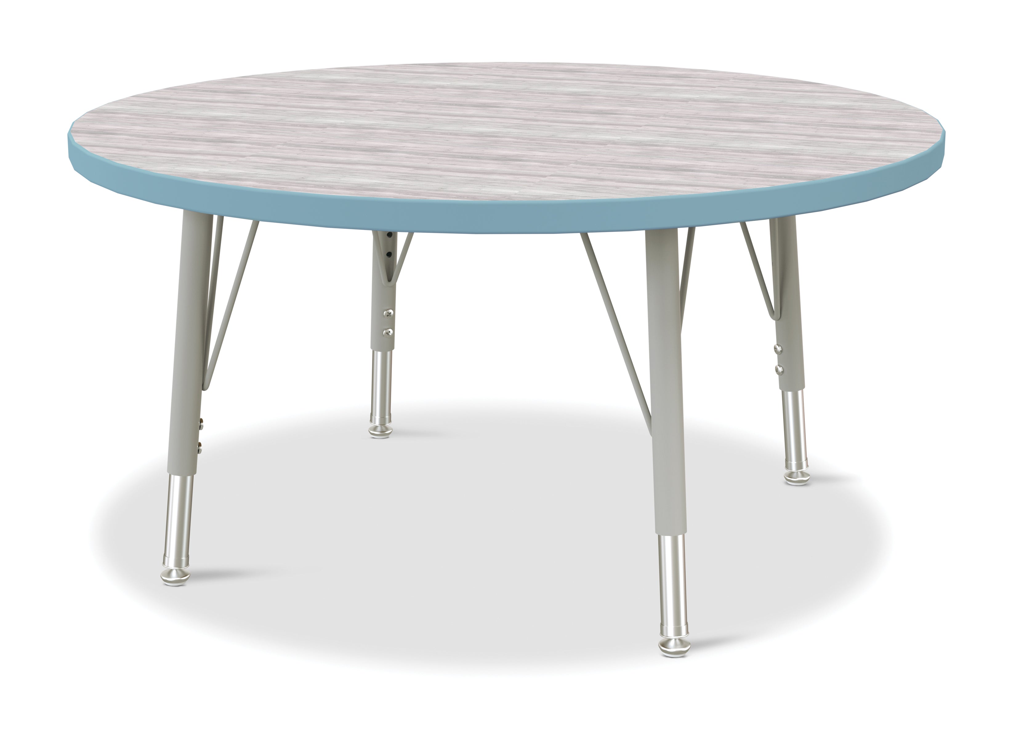 Berries® Round Activity Table - 36" Diameter, E-height - Driftwood Gray/Coastal Blue/Gray