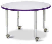 Berries® Round Activity Table - 36" Diameter, Mobile - Freckled Gray/Purple/Gray