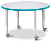 Berries® Round Activity Table - 36" Diameter, Mobile - Freckled Gray/Teal/Gray