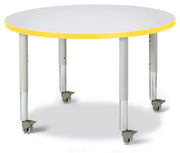 Berries® Round Activity Table - 36" Diameter, Mobile - Freckled Gray/Yellow/Gray