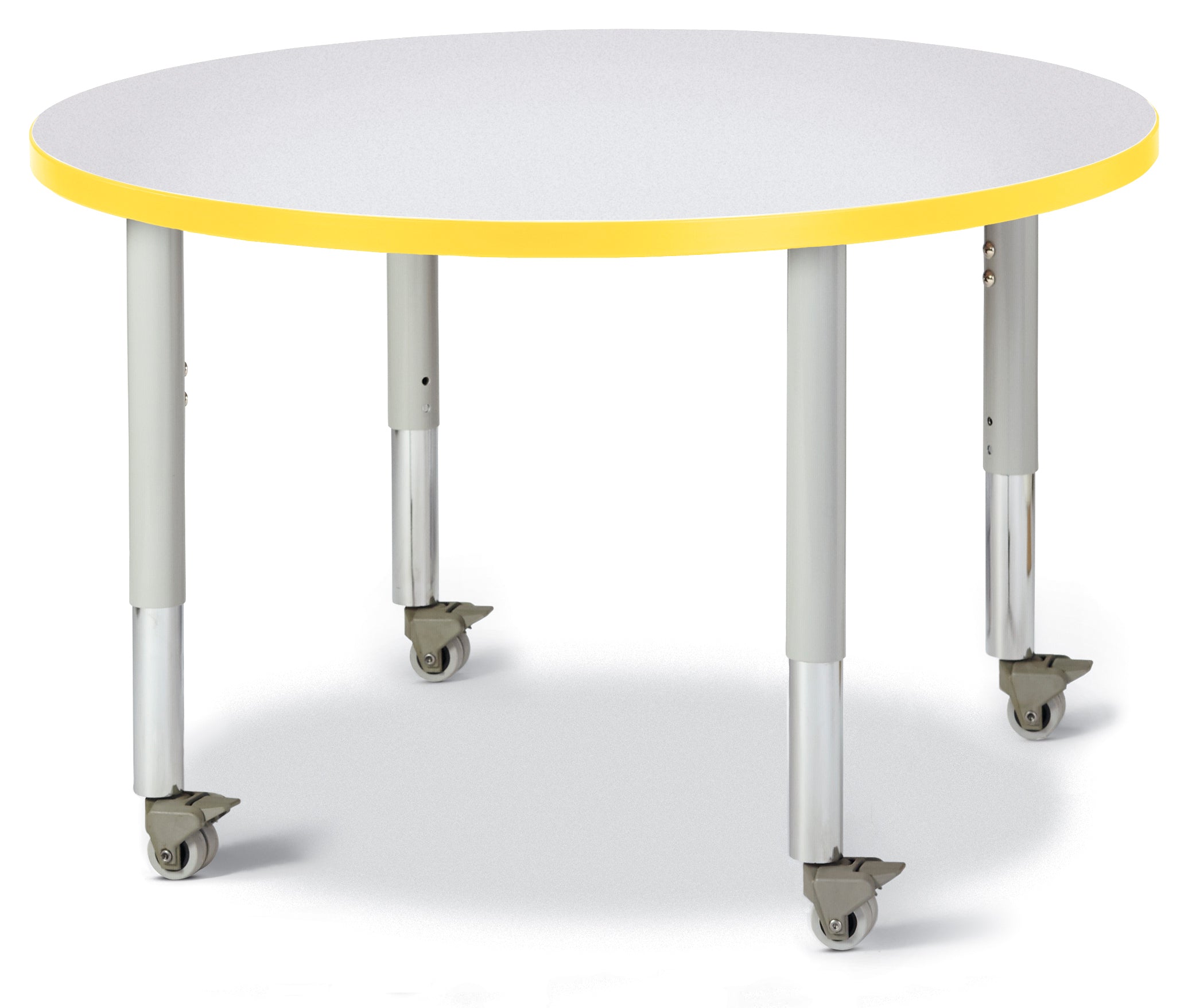 Berries® Round Activity Table - 36" Diameter, Mobile - Freckled Gray/Yellow/Gray