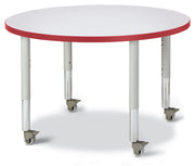 Berries® Round Activity Table - 36" Diameter, Mobile - Freckled Gray/Red/Gray
