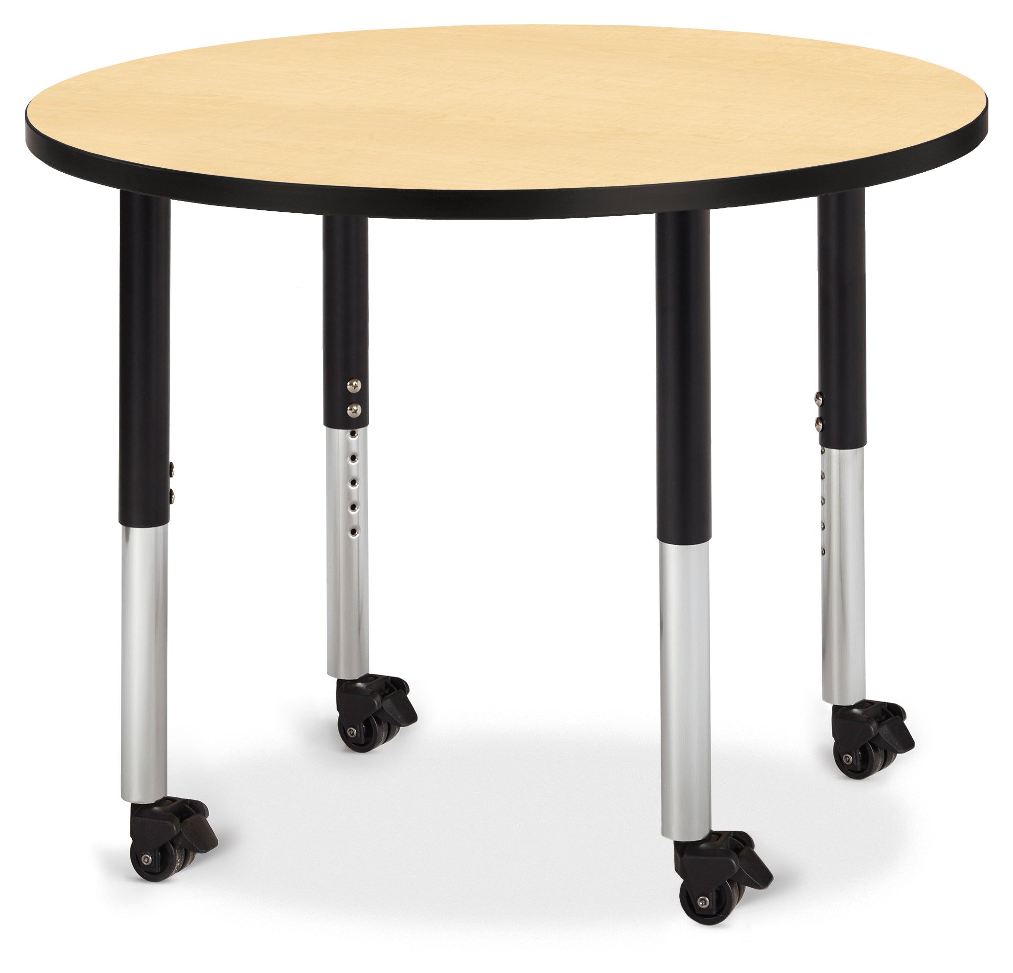 Berries® Round Activity Table - 36" Diameter, Mobile - Maple/Black/Black