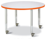 Berries® Round Activity Table - 36" Diameter, Mobile - Freckled Gray/Orange/Gray