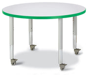 Berries® Round Activity Table - 36" Diameter, Mobile - Freckled Gray/Green/Gray