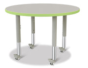 Berries® Round Activity Table - 36" Diameter, Mobile - Freckled Gray/Key Lime/Gray