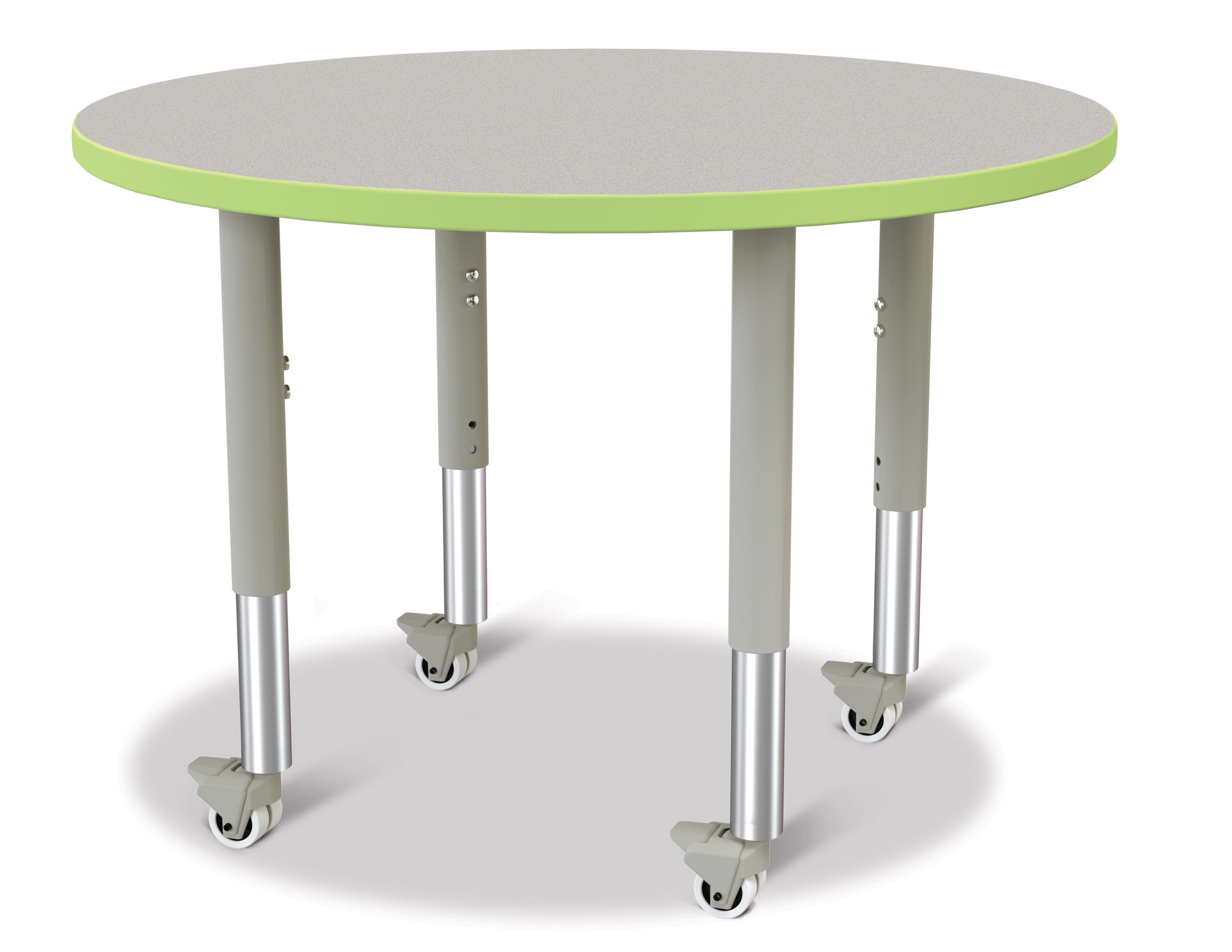 Berries® Round Activity Table - 36" Diameter, Mobile - Freckled Gray/Key Lime/Gray