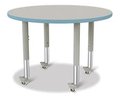 Berries® Round Activity Table - 36" Diameter, Mobile - Freckled Gray/Coastal Blue/Gray