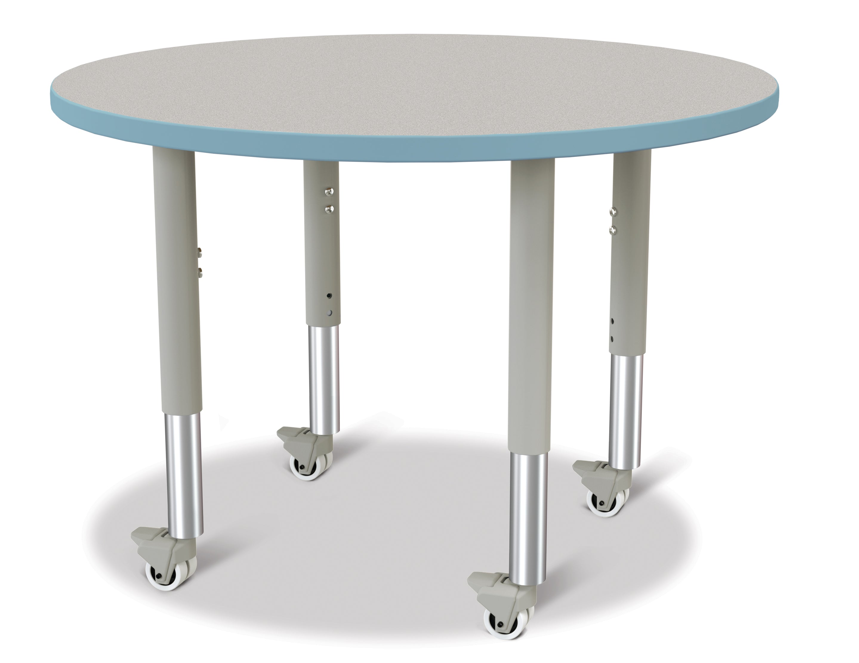 Berries® Round Activity Table - 36" Diameter, Mobile - Freckled Gray/Coastal Blue/Gray