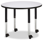 Berries® Round Activity Table - 36" Diameter, Mobile - Freckled Gray/Black/Black