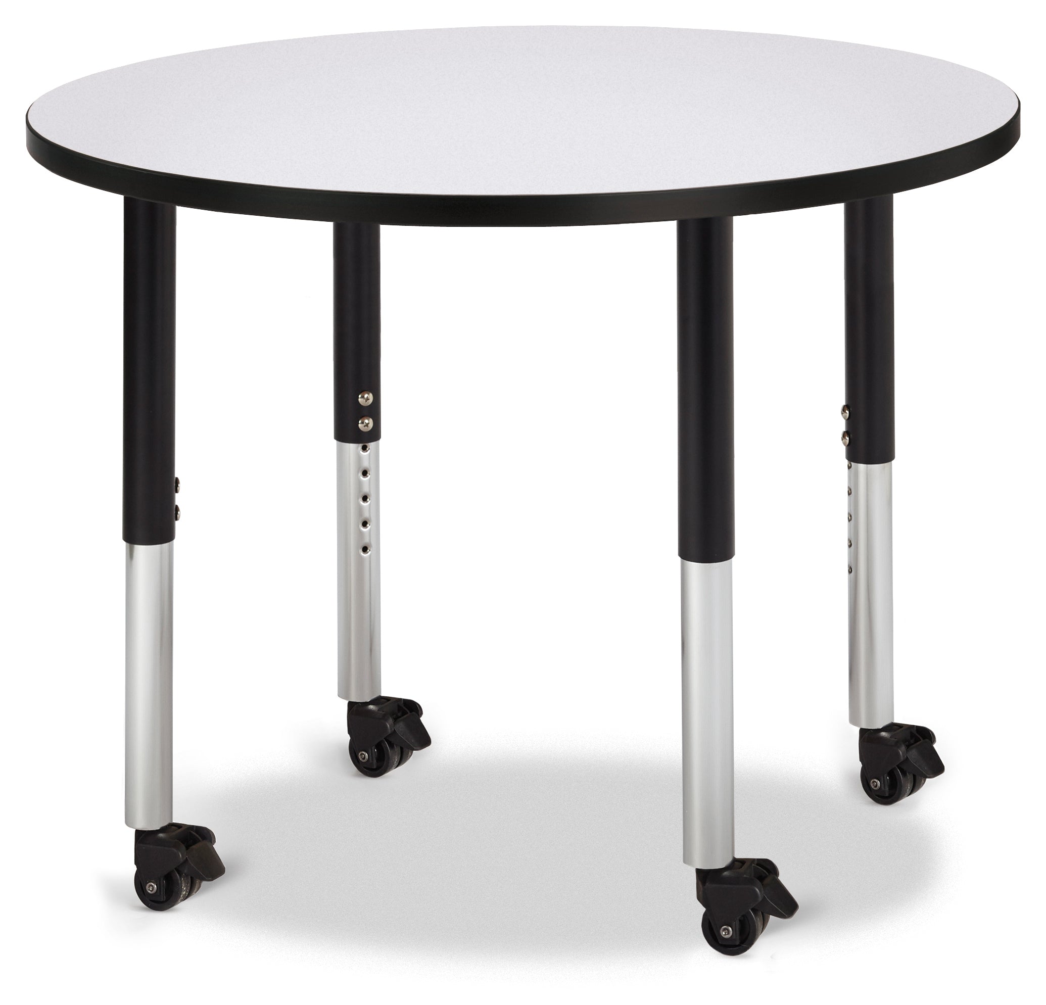 Berries® Round Activity Table - 36" Diameter, Mobile - Freckled Gray/Black/Black