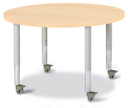 Berries® Round Activity Table - 36" Diameter, Mobile - Maple/Maple/Gray