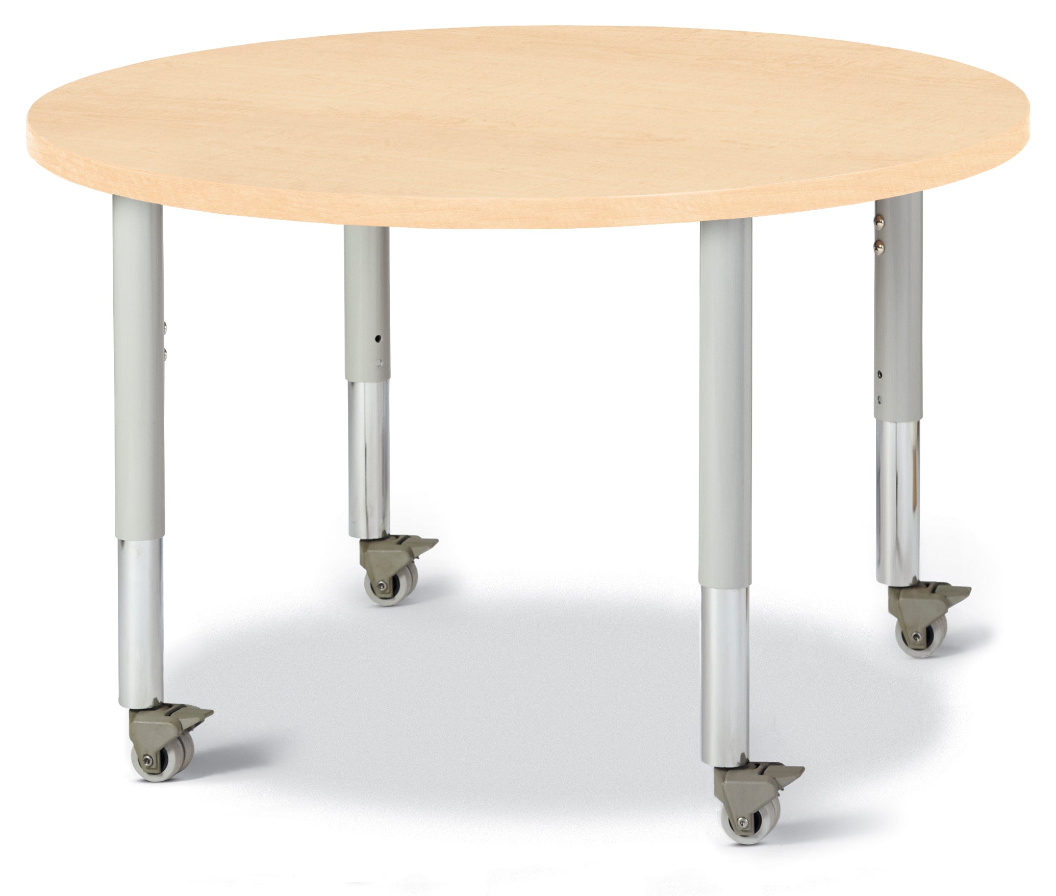 Berries® Round Activity Table - 36" Diameter, Mobile - Maple/Maple/Gray