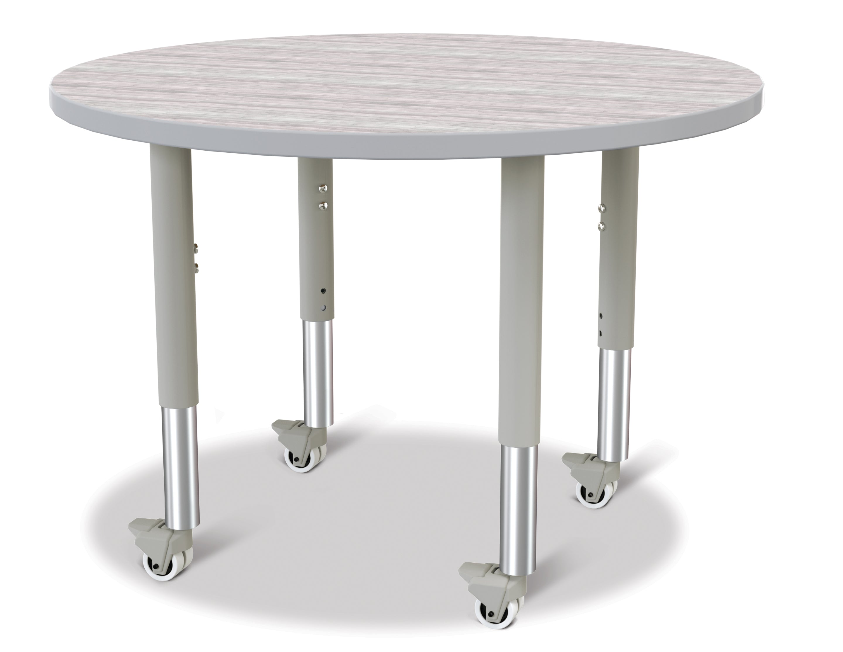 Berries® Round Activity Table - 36" Diameter, Mobile - Driftwood Gray/Gray/Gray