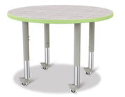 Berries® Round Activity Table - 36" Diameter, Mobile - Driftwood Gray/Key Lime/Gray