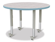 Berries® Round Activity Table - 36" Diameter, Mobile - Driftwood Gray/Coastal Blue/Gray