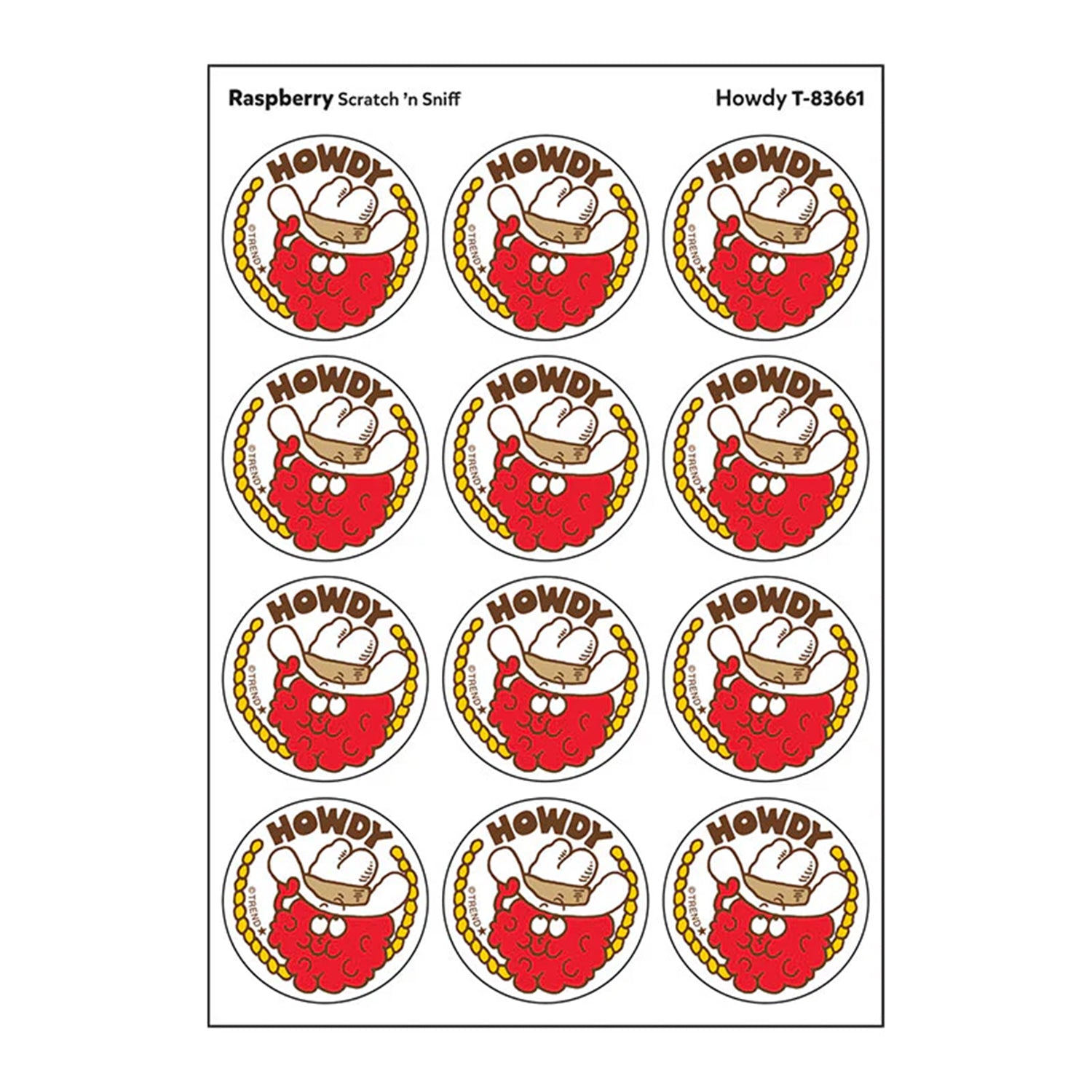 Howdy/ Raspberry Scent Stickers, 24 ct.
