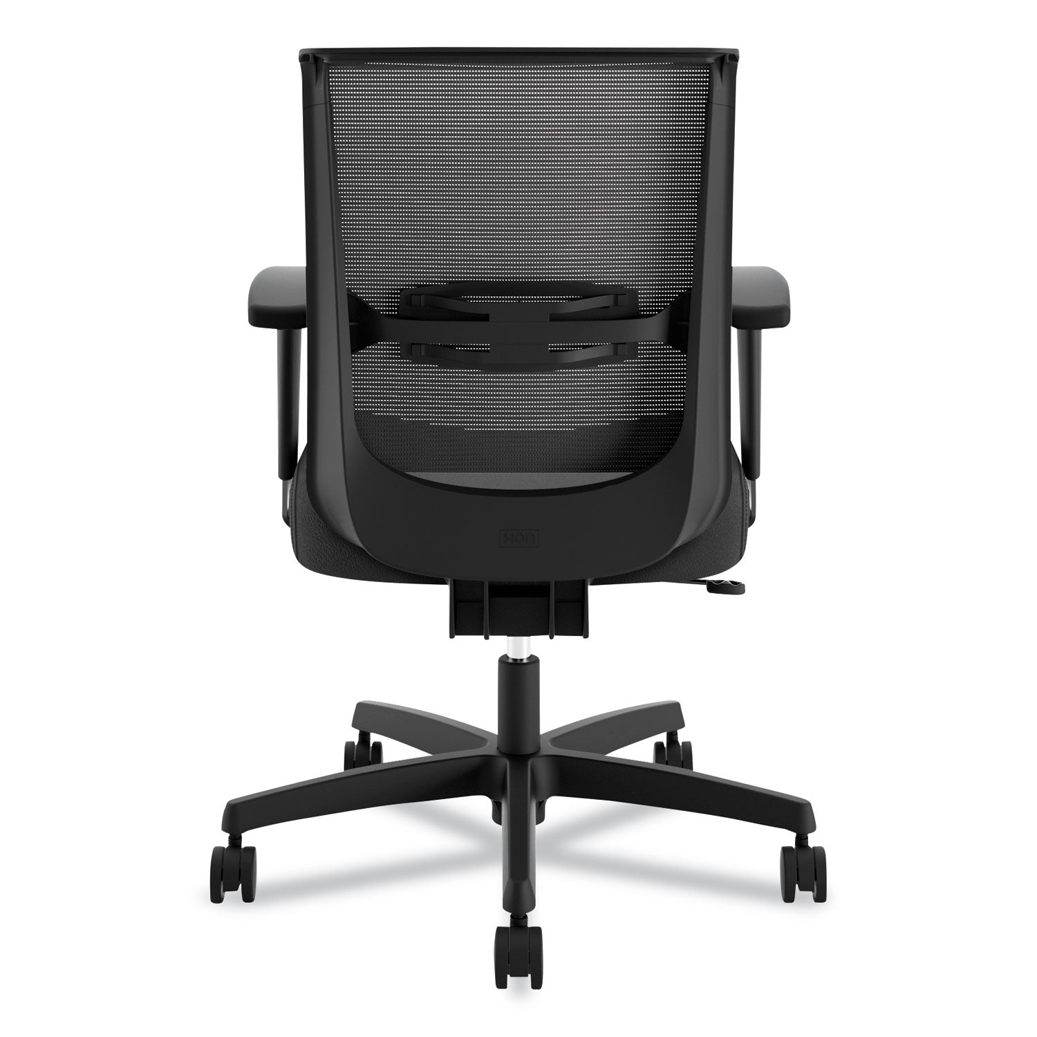 HON Convergence Chair, Black Vinyl Seat, Mesh Back, Adjustable Arms, 5-Star Base, 1 Each