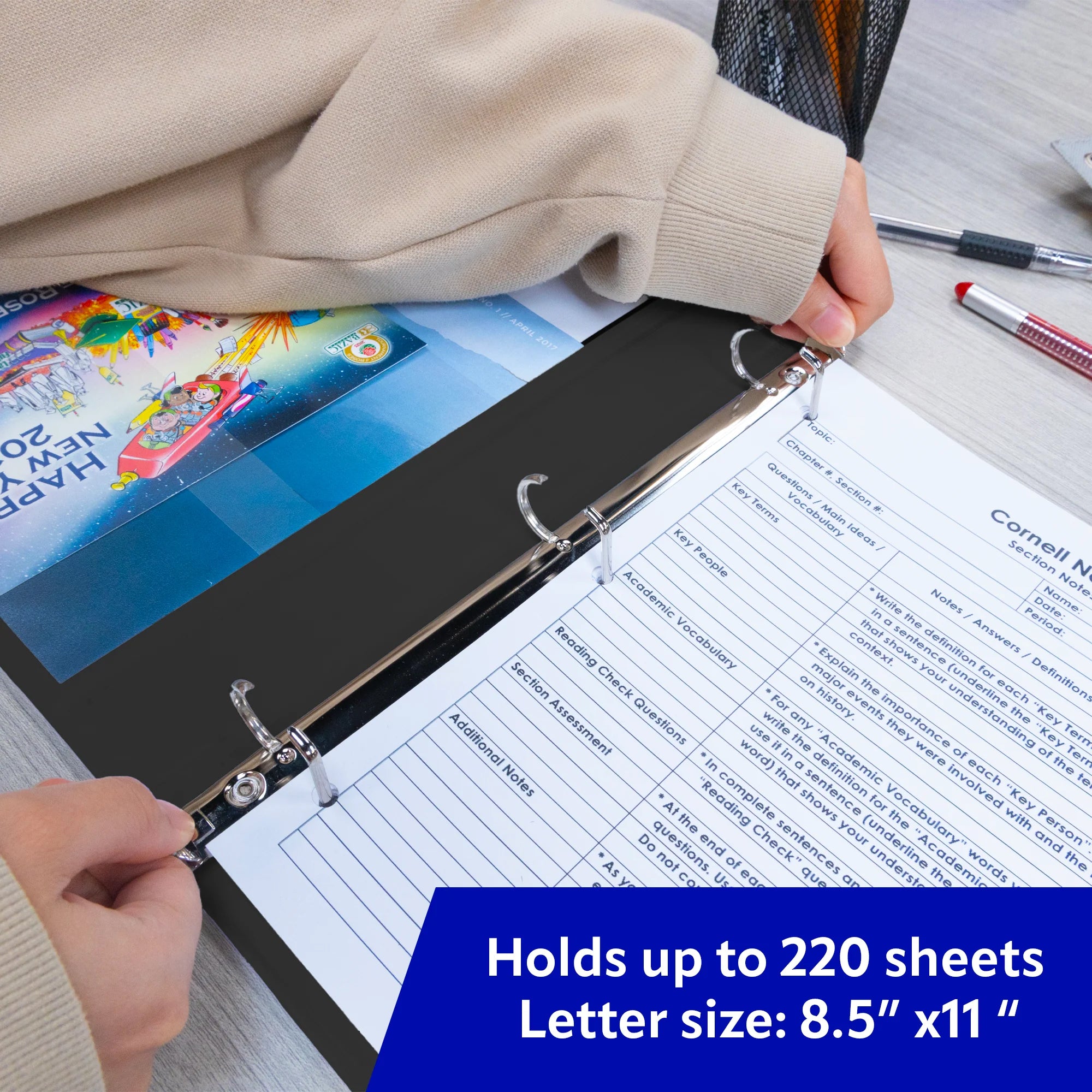 PVC-Free Slant-D Ring View Binder with 4-Pockets, 1", Black